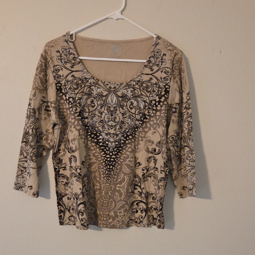 Elegant Beige and Black Women's Blouse